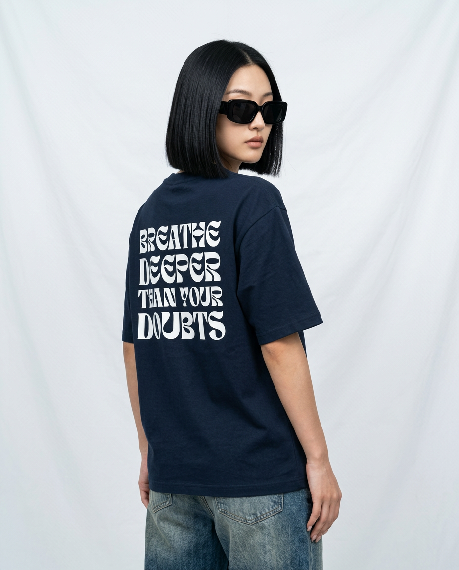 Women's Oversized Breathe T-Shirt Navy Blue