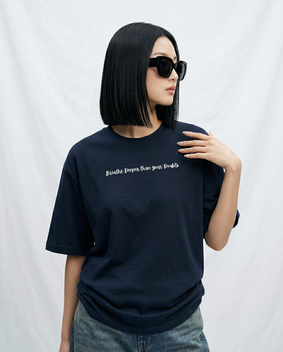 Women's Oversized Breathe T-Shirt Navy Blue