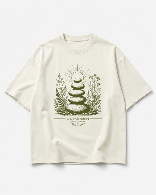 Men's Oversized Balance T-Shirt Ivory White
